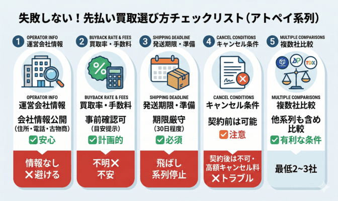失敗しない先払い買取アトペイ系列の選び方チェックリスト