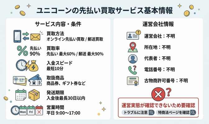ユニコーンの先払い買取サービス基本情報