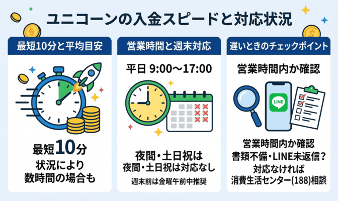 ユニコーンの入金スピードと対応状況