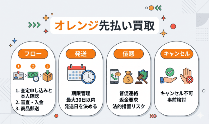 オレンジ先払い買取の利用の流れと注意点を解説